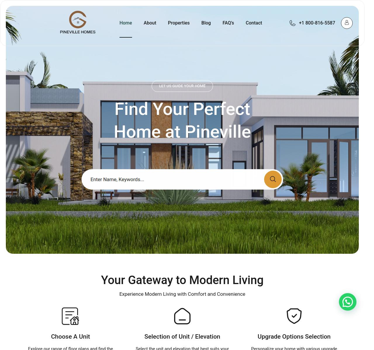 Pineville Homes luxury real estate website